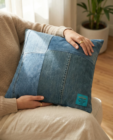 Denim Throw Pillow Case