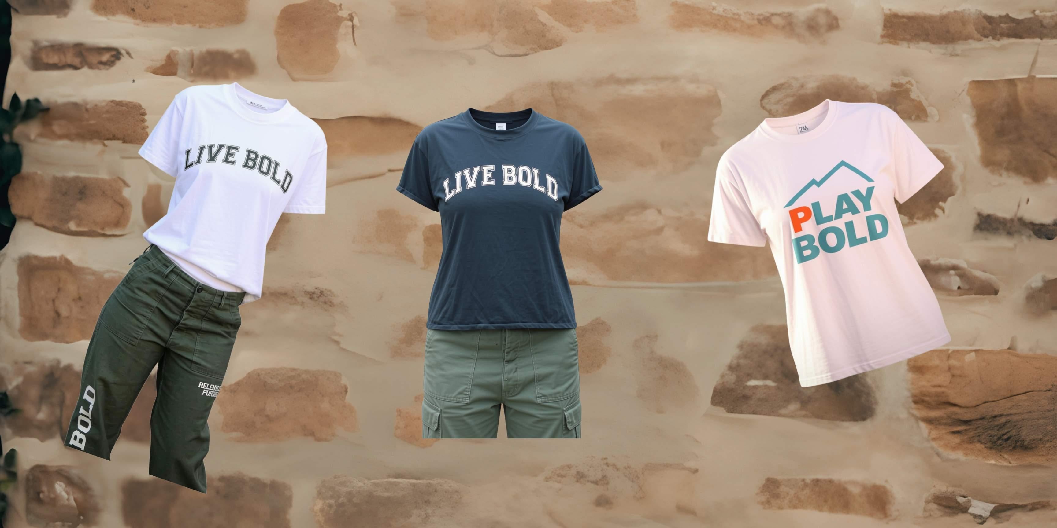 t-shirts with a brick background